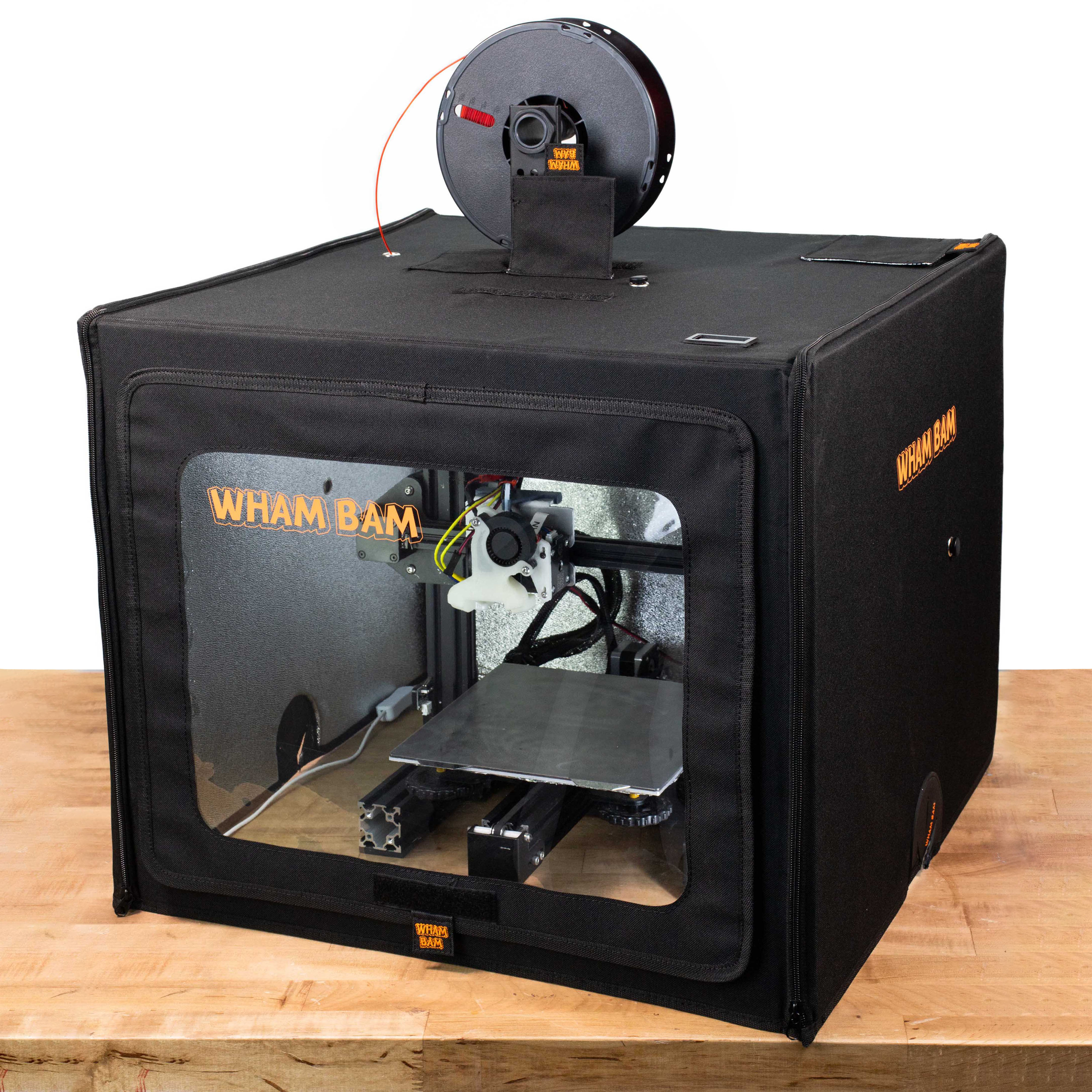 Open HotBox Pro showing cable exits and interior insulation for high-temperature printing