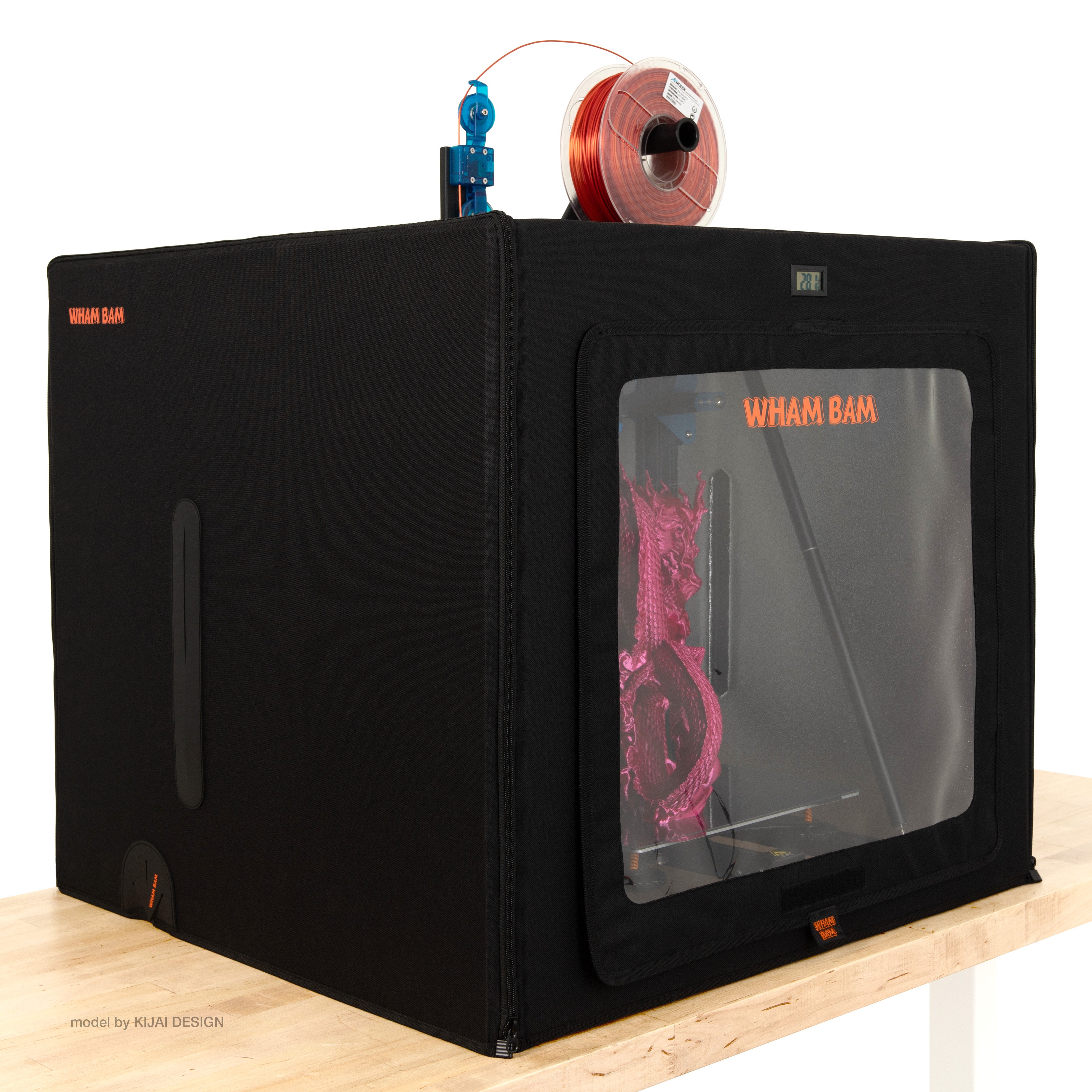 HotBox Mega 3D printer enclosure with large clear window and side zippers