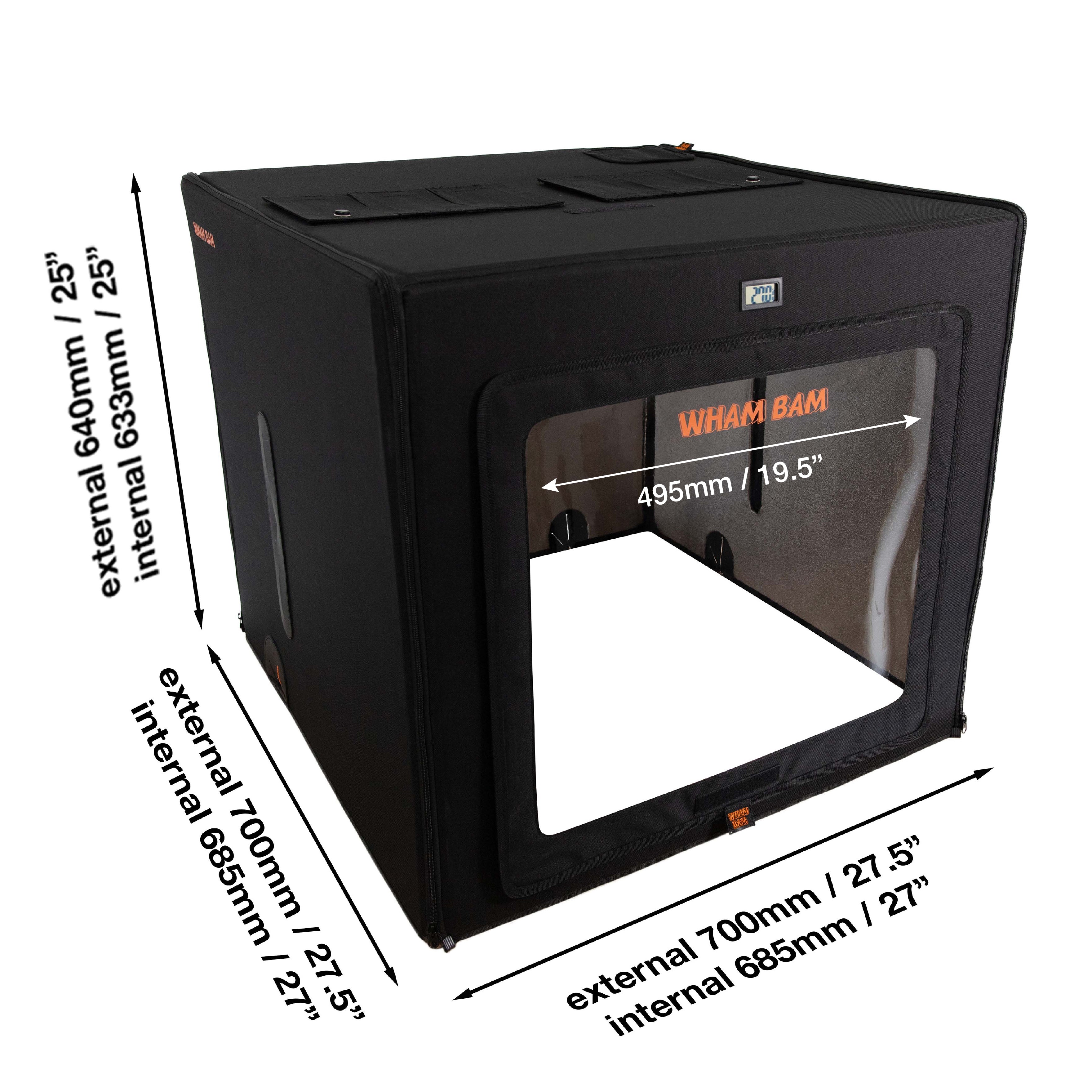 HotBox Mega 3D printer enclosure with large clear window and side zippers