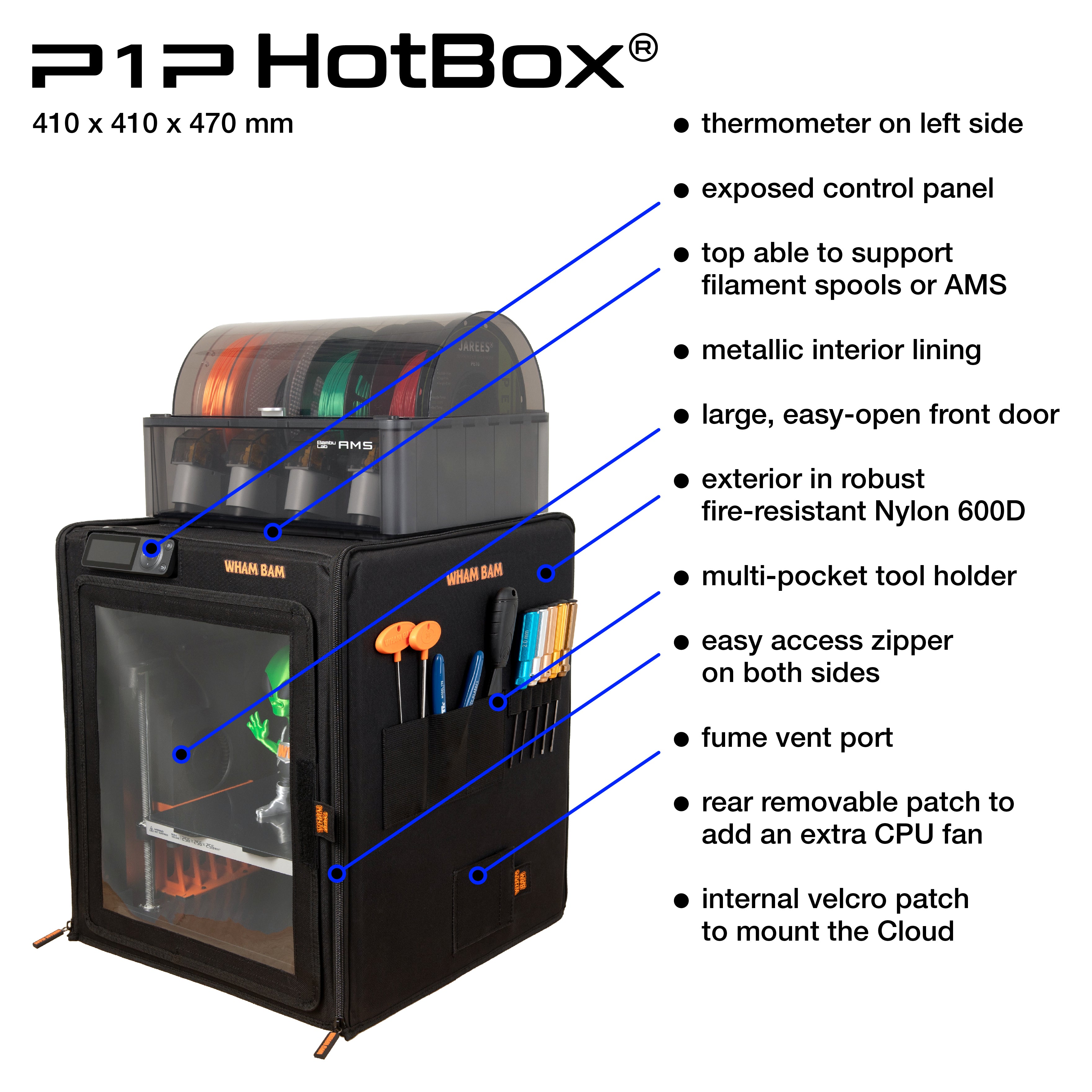 Interior view of the Bambu Lab P1P HotBox with emphasis on thermal insulation.