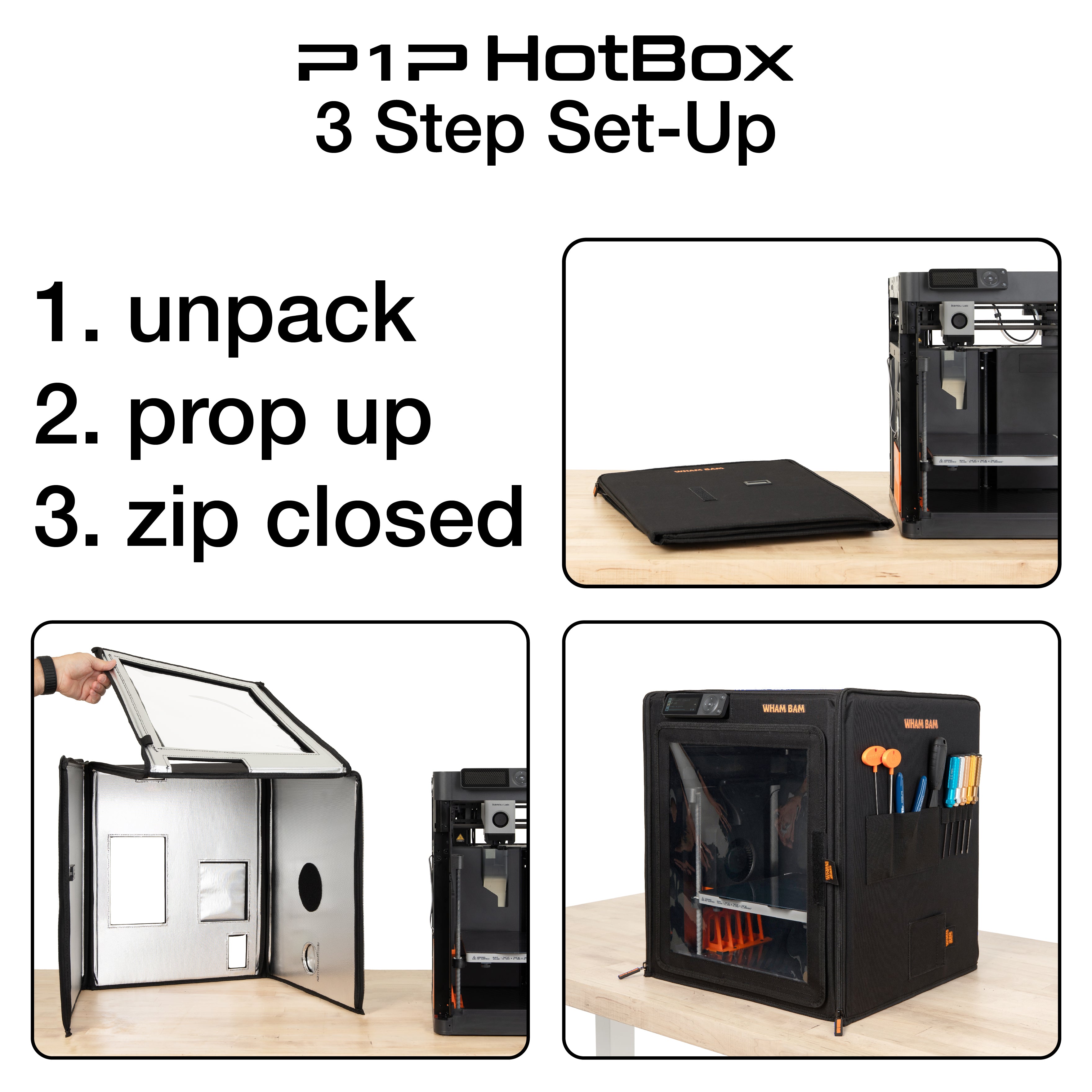 User -friendly access to Bambu Lab P1P through the HotBox enclosure.