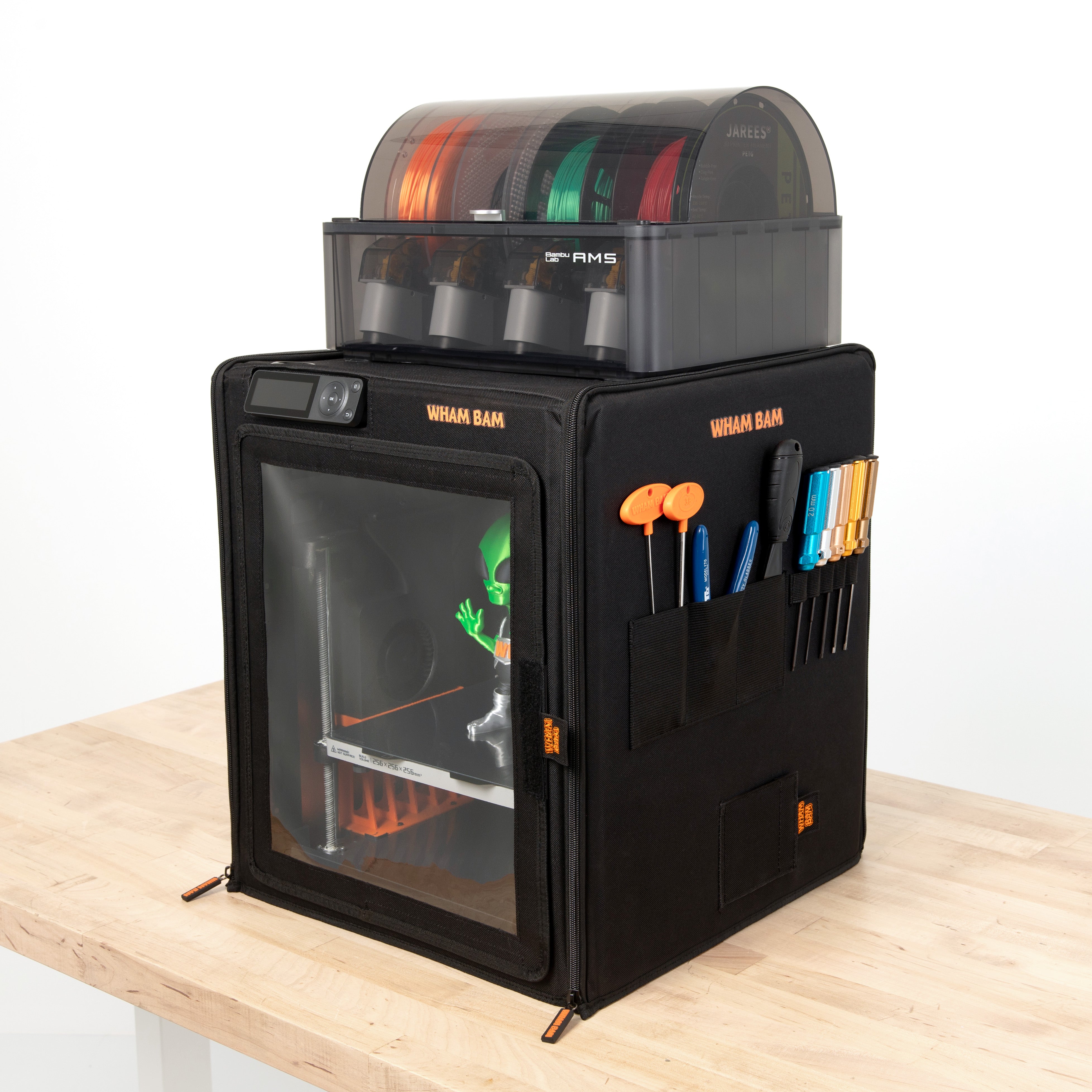 Bambu Lab P1P HotBox showcasing its sleek design and access features.