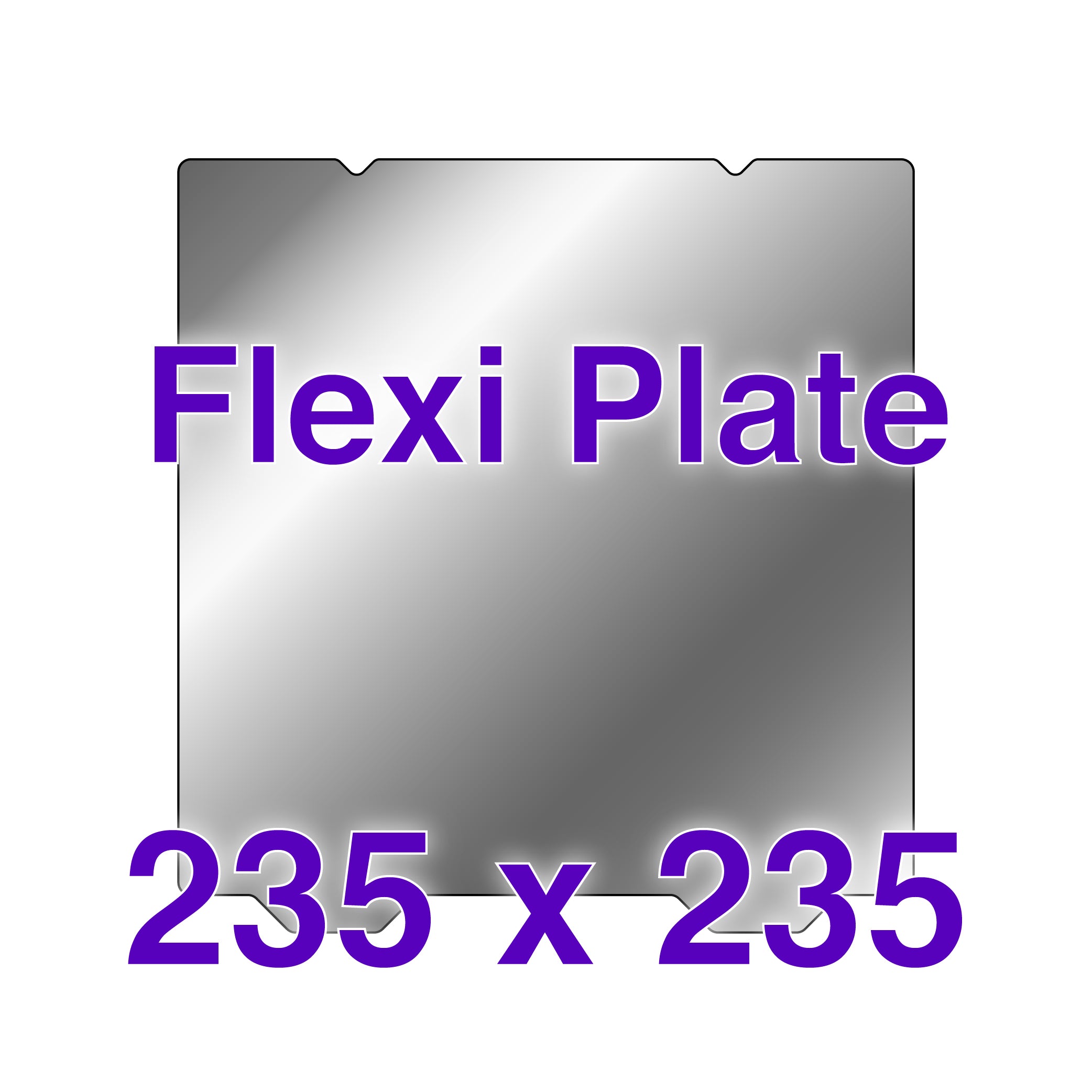 Flexible spring steel 3D printer plate with alignment notches installed on a Creality Ender 3