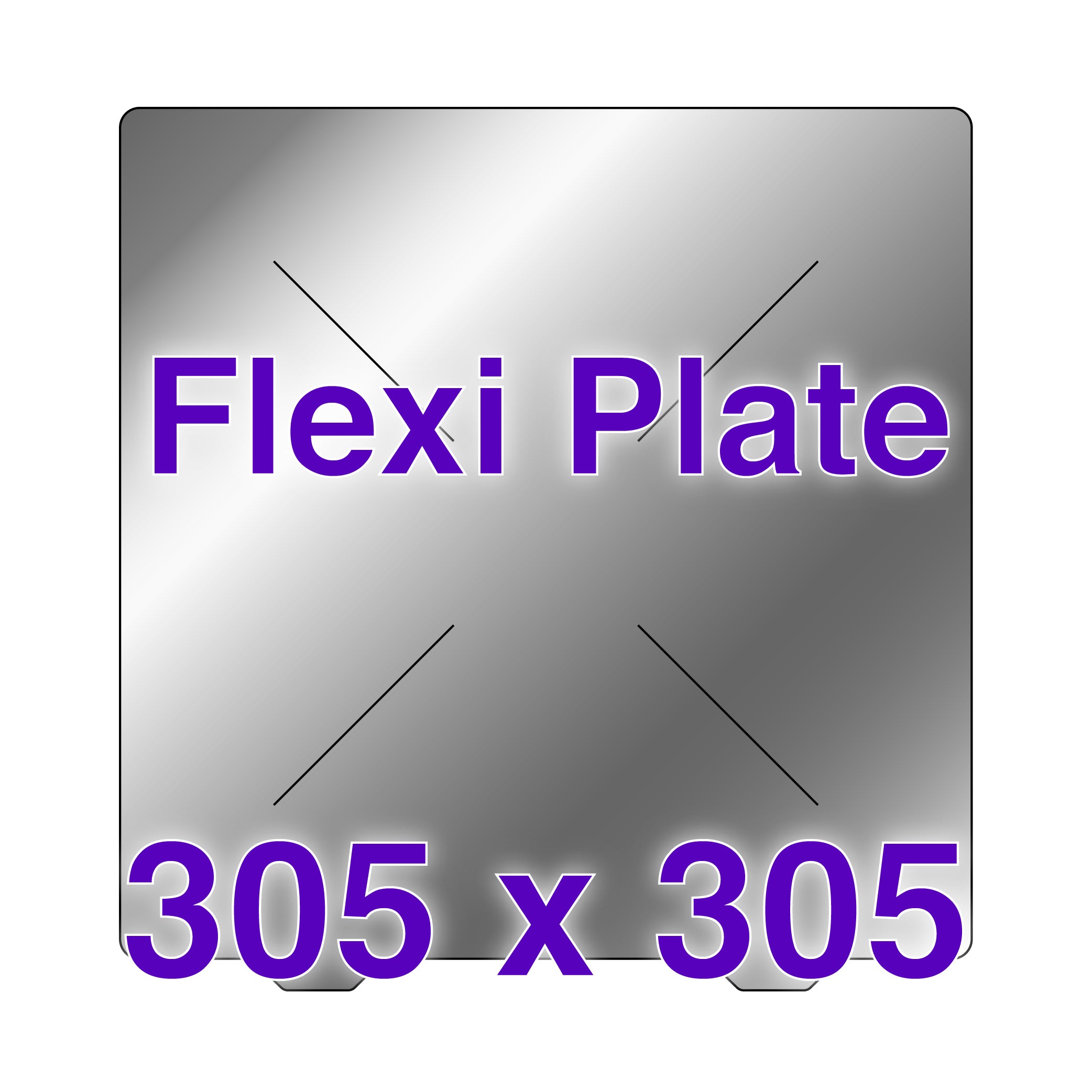 Top view of the Premium Flexible Spring Steel Plate for 3D printers, showcasing its smooth surface and rounded corners.