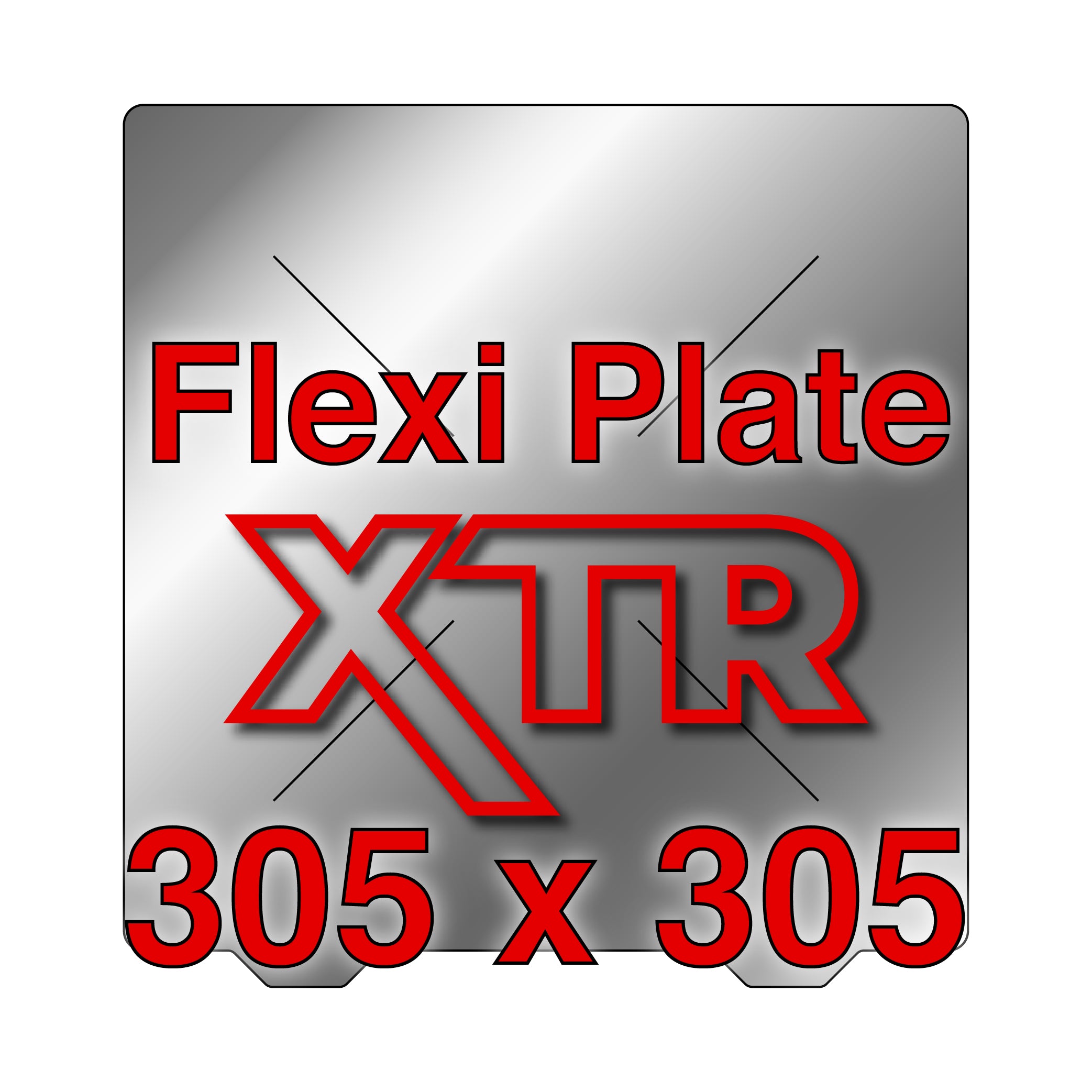 Flexible steel flexi plate with rounded corners installed on a 3D printer