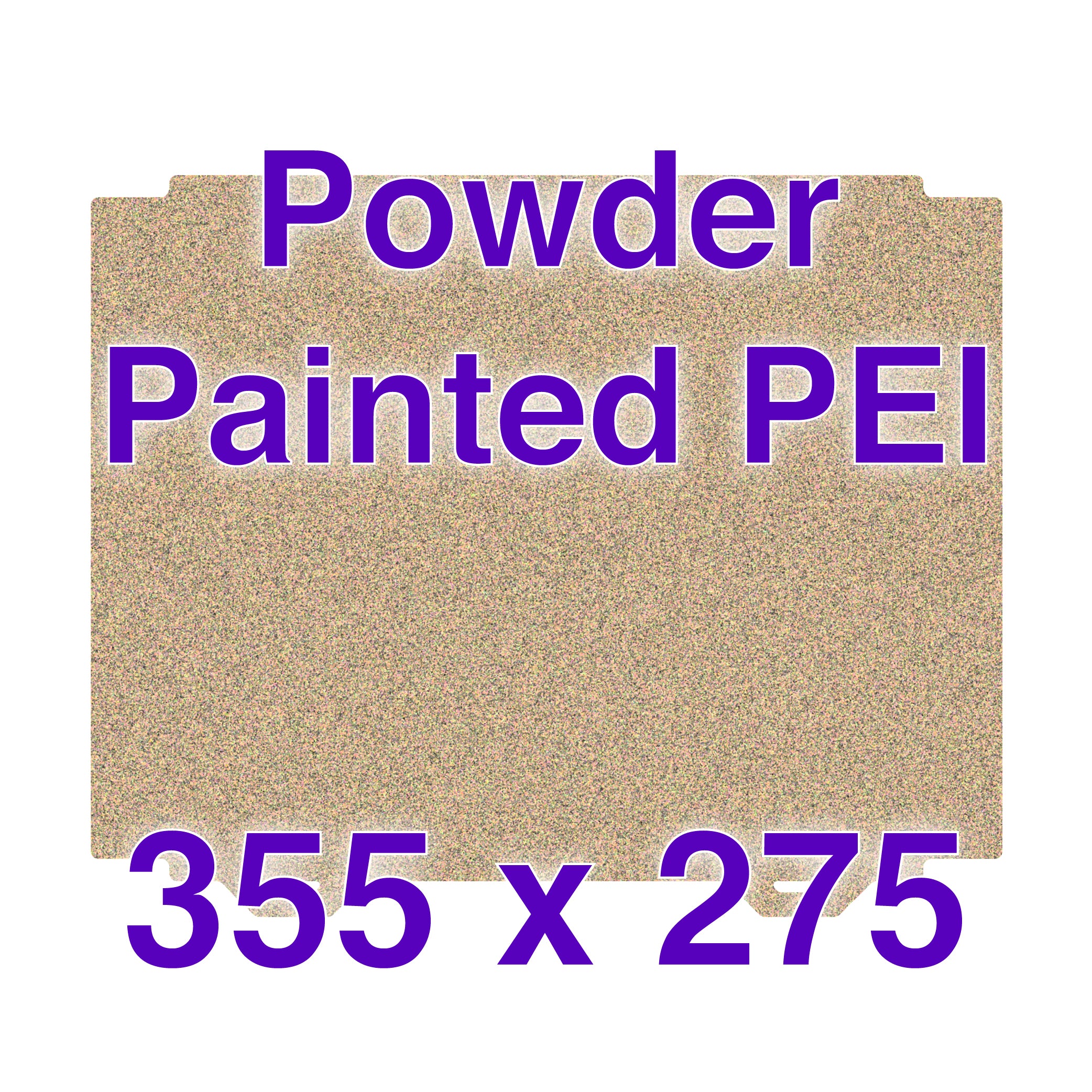 Close-up of ULTEM PEI Flexi Build Plate showing cutout corners and texture.