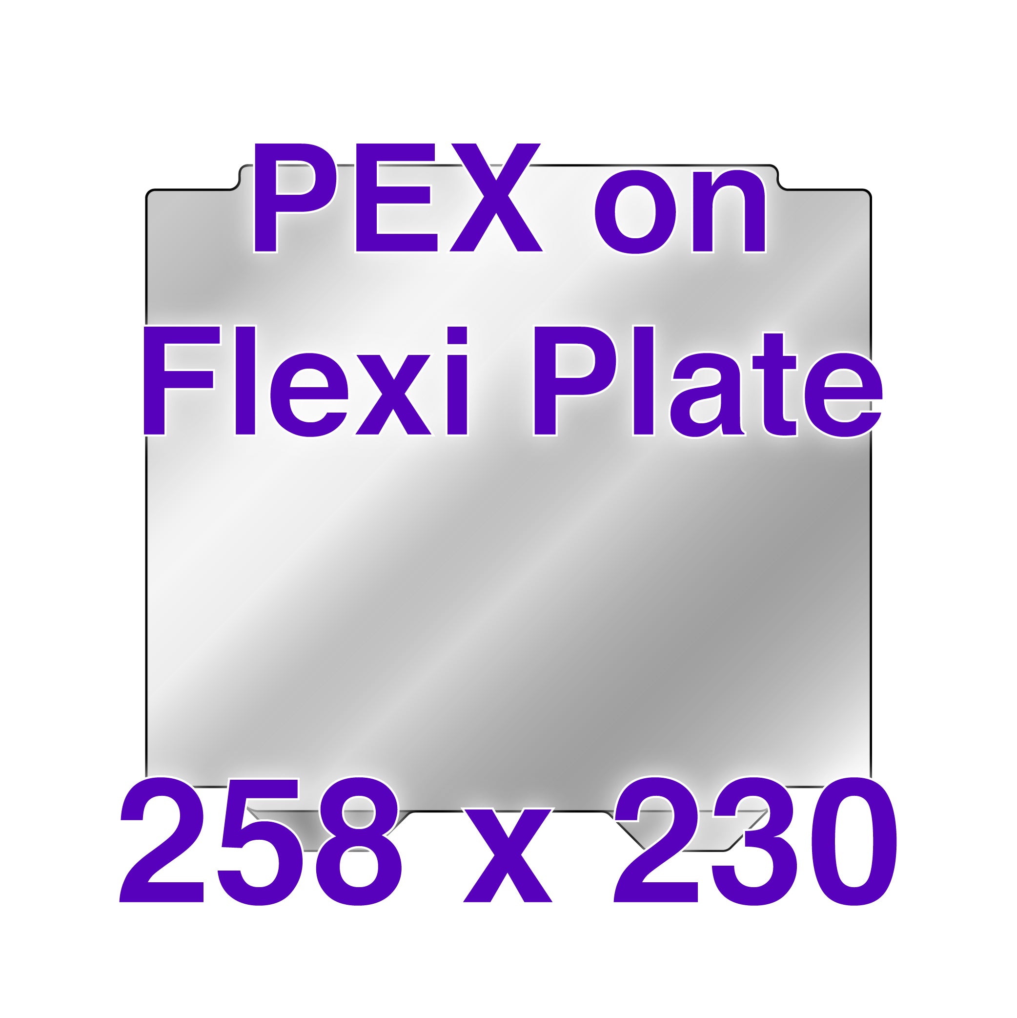 Close-up of UltiMaker S3 Flexi Plate with PEX surface and cutouts for clips