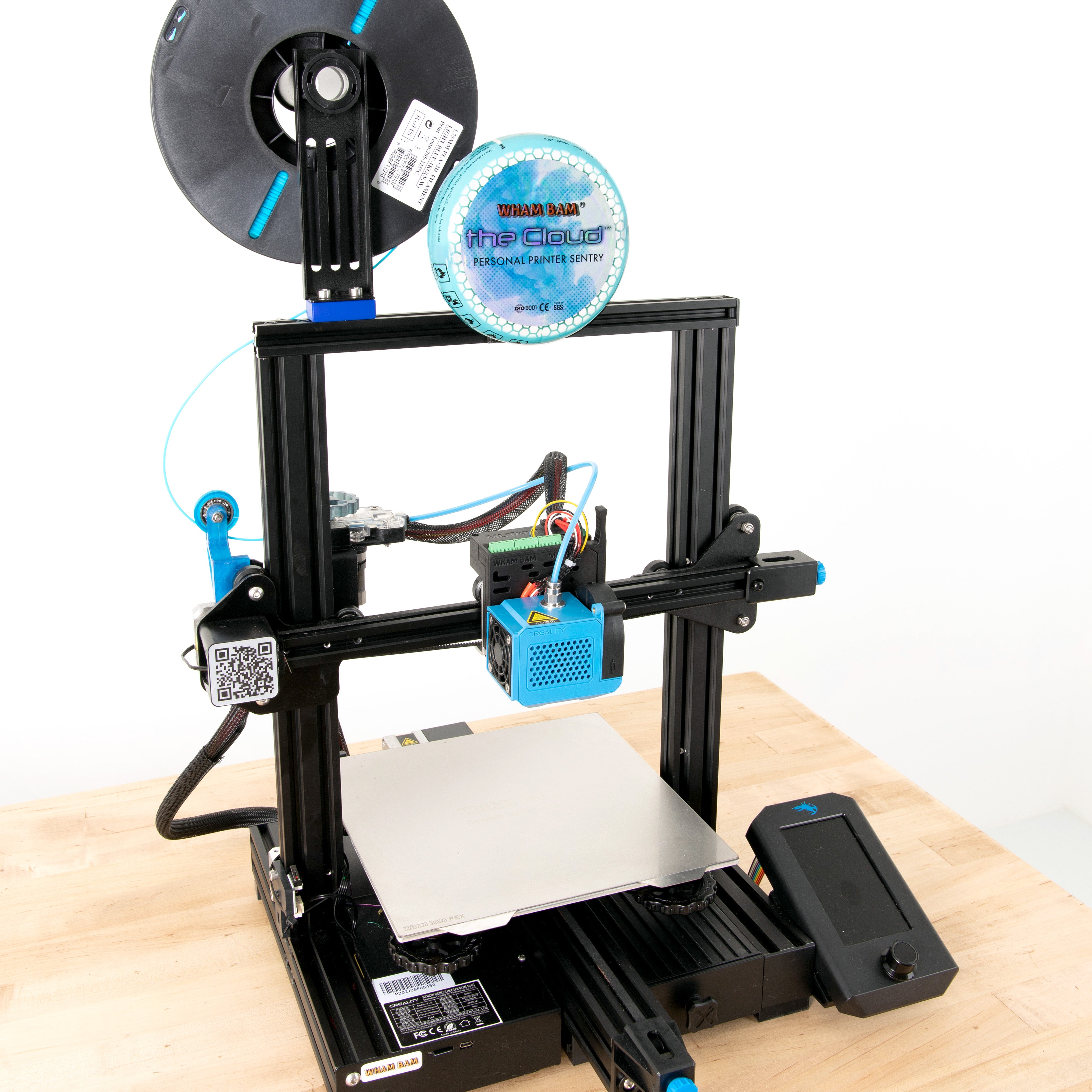 Diagram showing installation of CloudSentry in a 3D printing setup with fire zone coverage