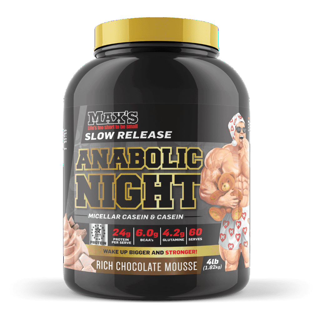 Muscle-Building Night Protein Elite in a shaker bottle, showcasing its creamy texture.