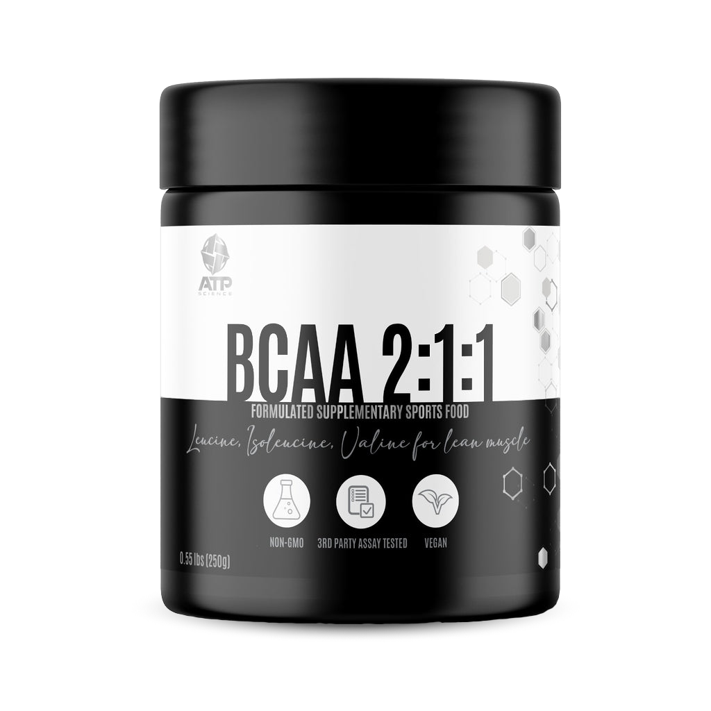 Elite BCAA 2:1:1 powder in a scoop, ideal for workouts and muscle recovery.