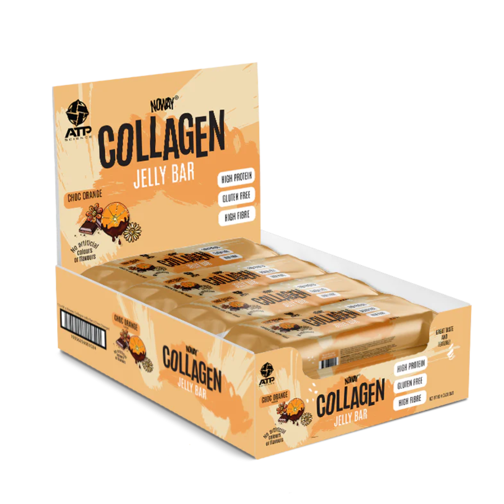 High protein jelly bar for athletes displayed on a gym bench.