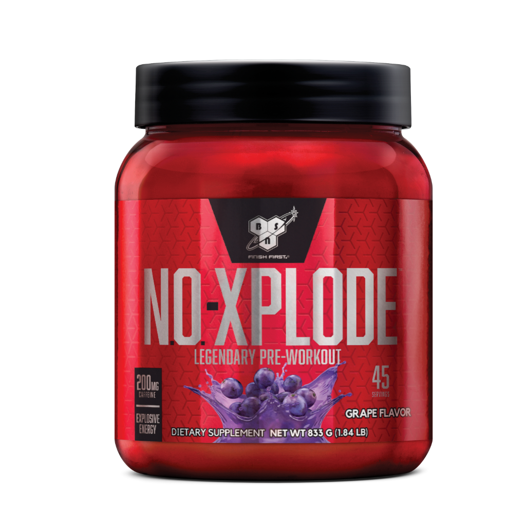 Athlete preparing for workout with N.O. XPLODE 3.0 energy booster