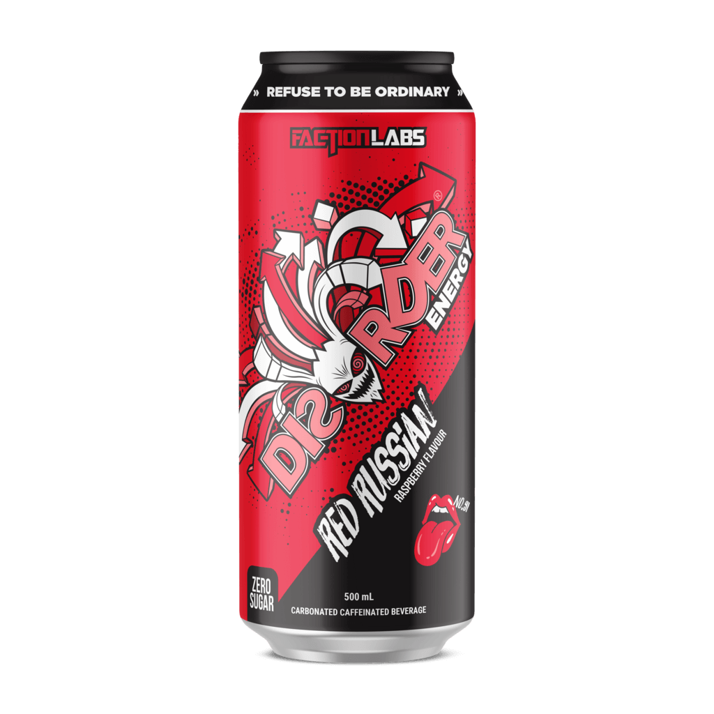 Disorder RTD energy drink can showing the label and branding