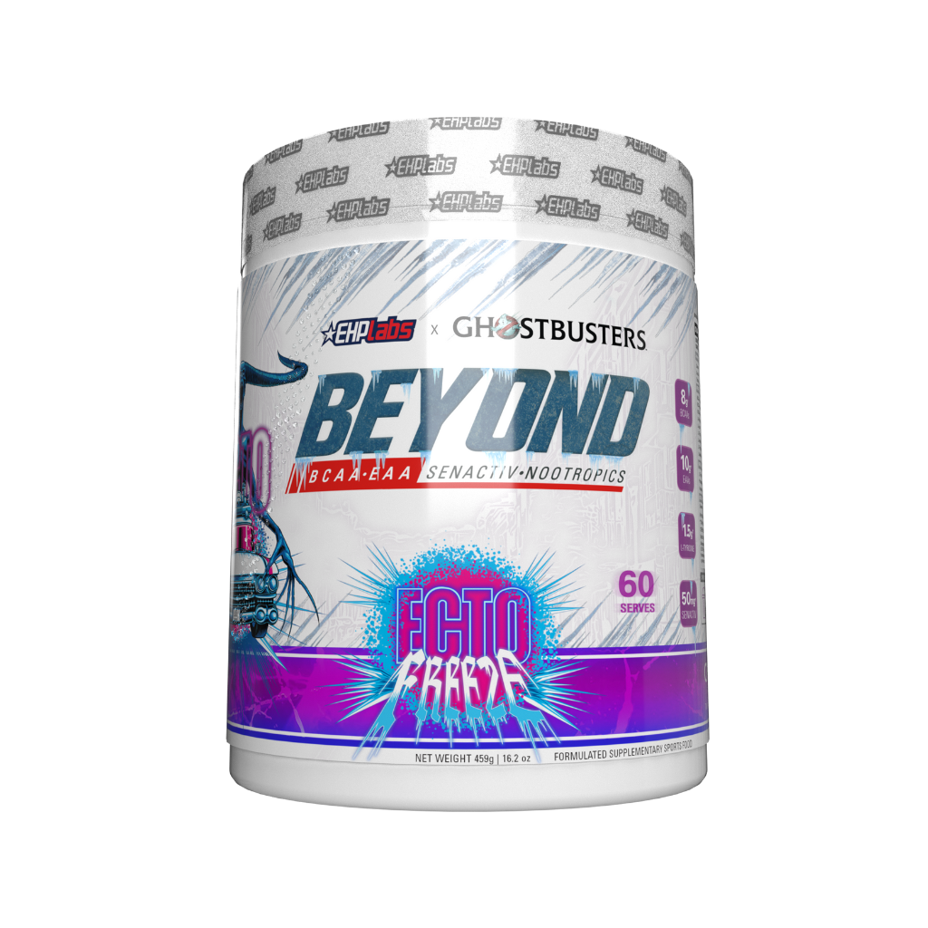 Ultimate BCAA EAA Recovery Blend in a shaker bottle showcasing its vibrant color.
