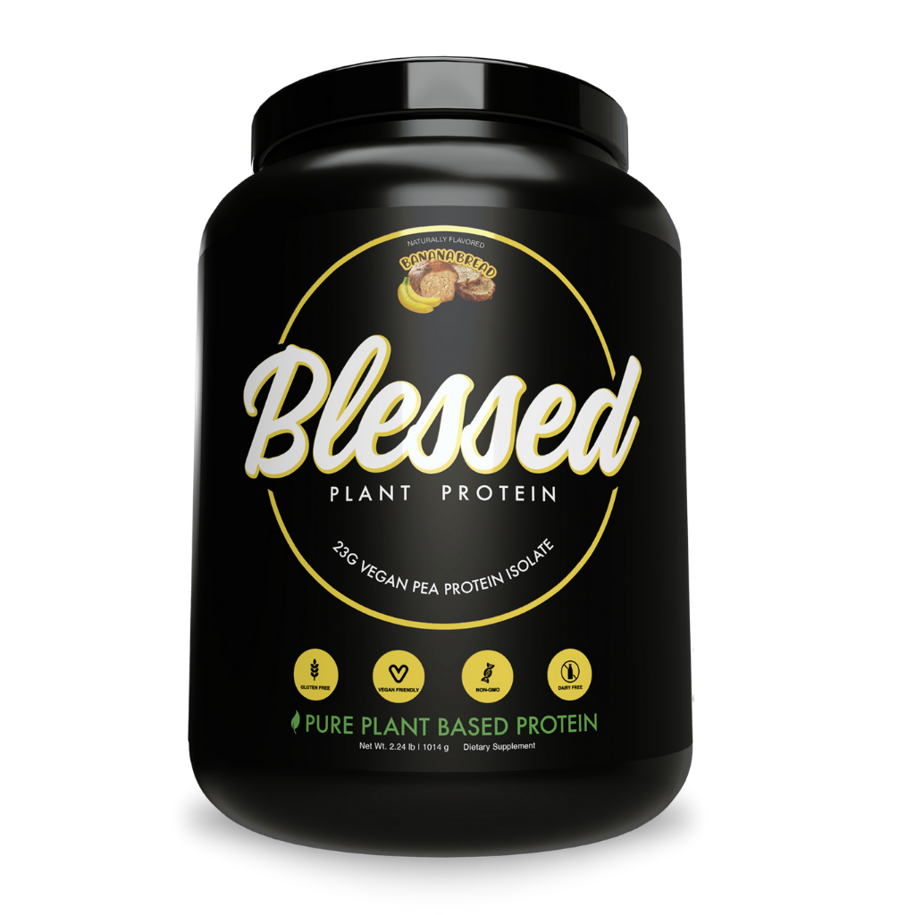 Athlete mixing vegan protein powder into a smoothie for post-workout recovery