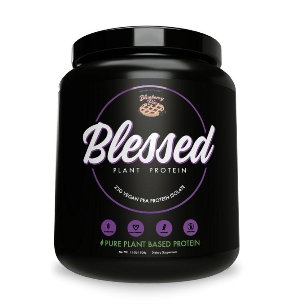 Athlete mixing vegan protein powder into a smoothie for post-workout recovery