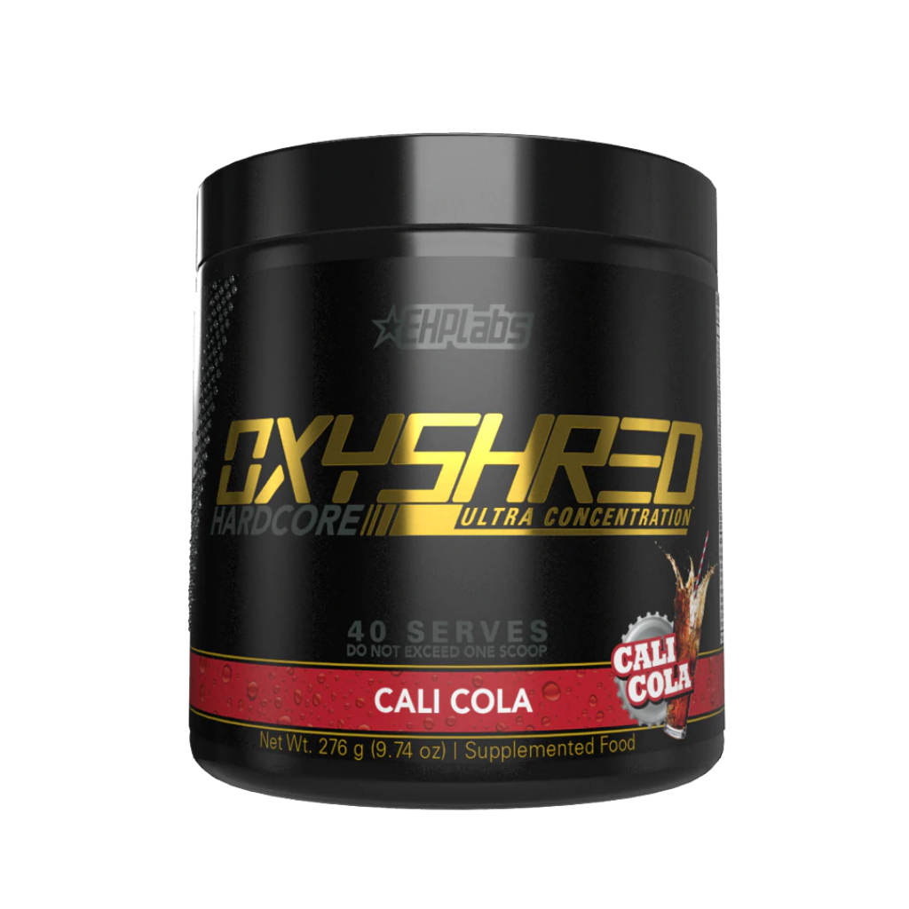 Oxyshred Hardcore fat burner container with energetic design, ideal for pre-workout fat loss routines