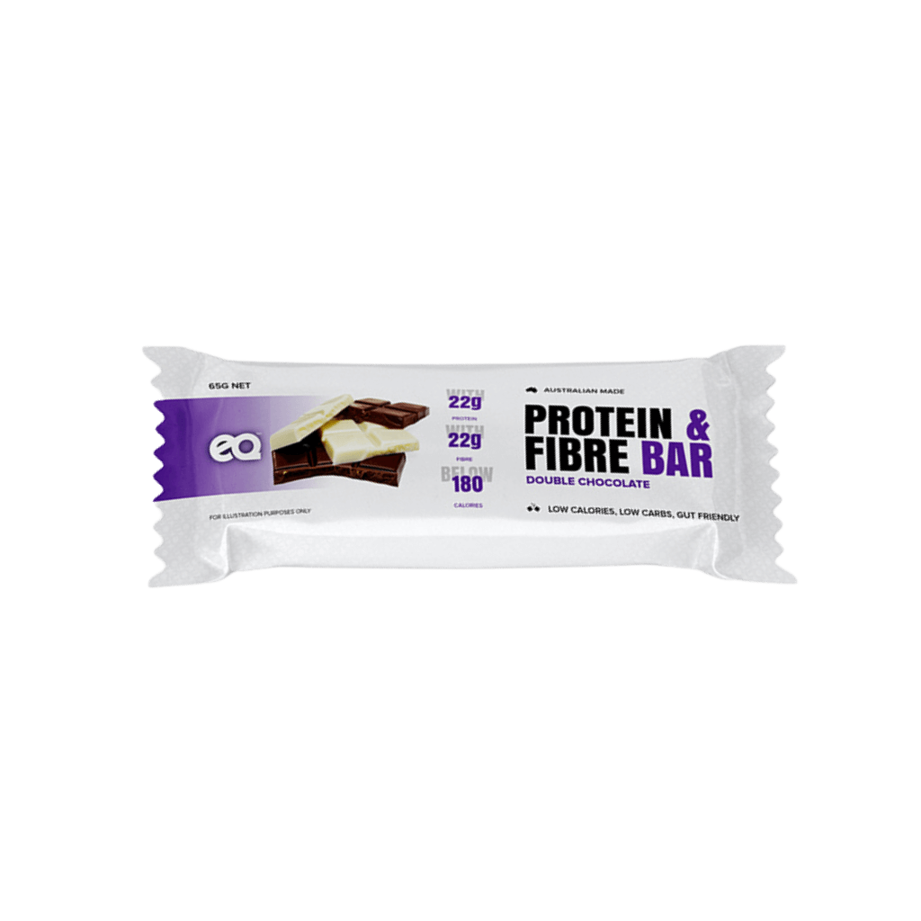 NutriBoost Protein & Fiber Bar displayed with fresh fruits, highlighting its healthy ingredients.