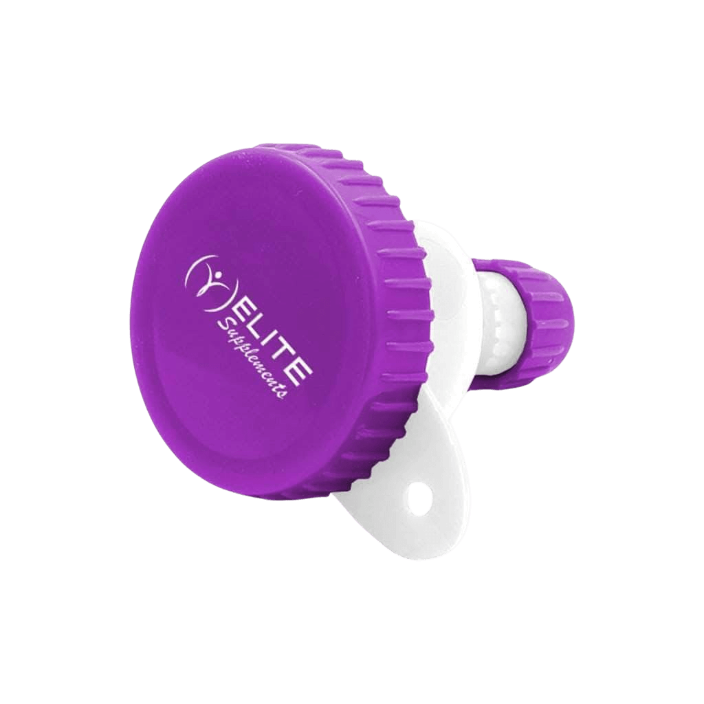Elite Supps Portable Protein Funnel with secure screw lid, ideal for shakes and supplements.