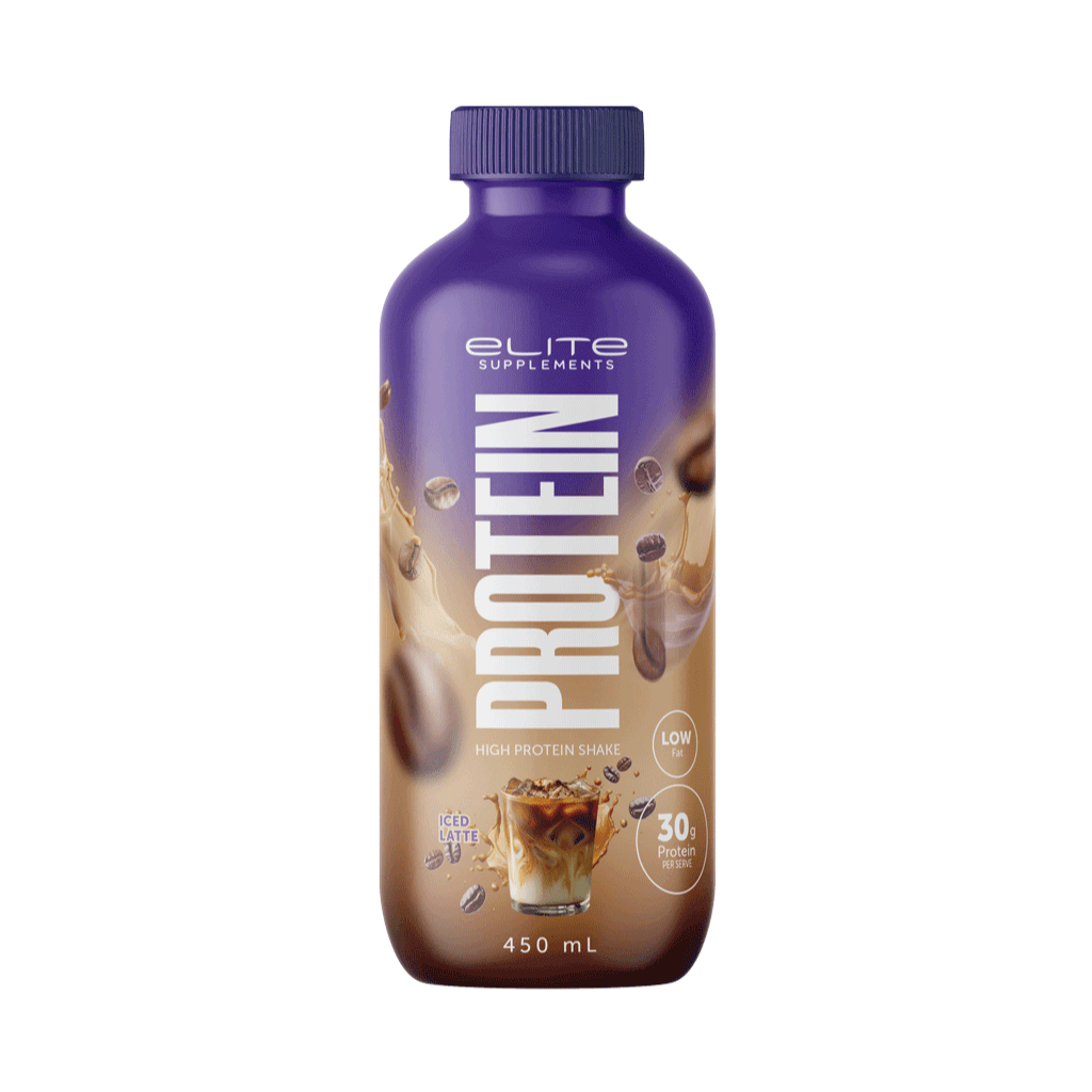 Close-up of a high protein drink bottle with a sports cap, perfect for on-the-go nutrition