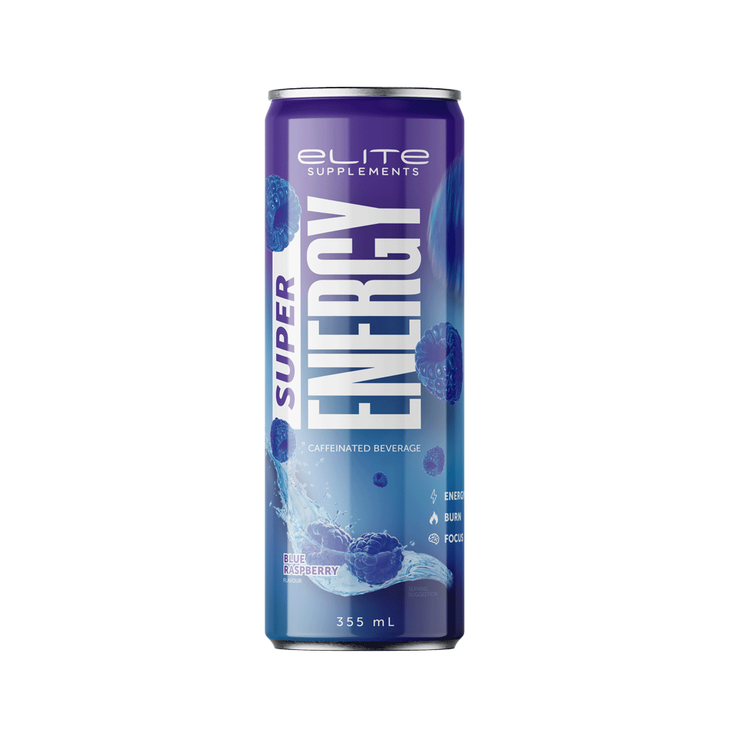Close-up of the energy drink can with focus on ingredients