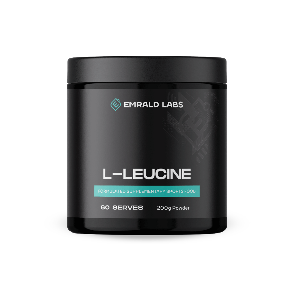 L-Leucine Power Boost bottle showcasing its muscle recovery benefits.