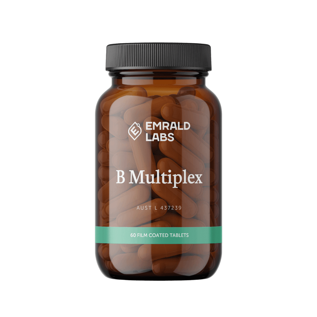 Emrald Labs Daily Multivitamin B Complex bottle showcasing its vibrant label and design.
