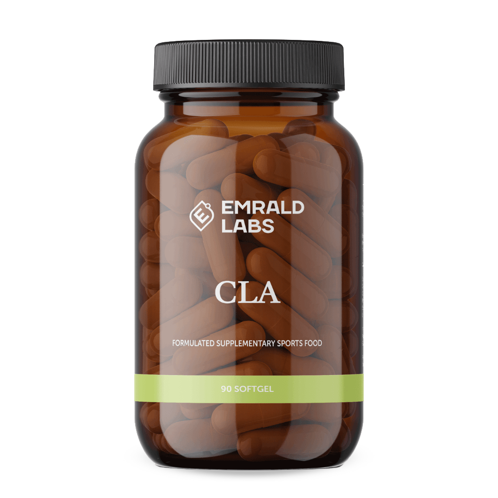 Close-up of Emrald Labs CLA capsules for weight loss
