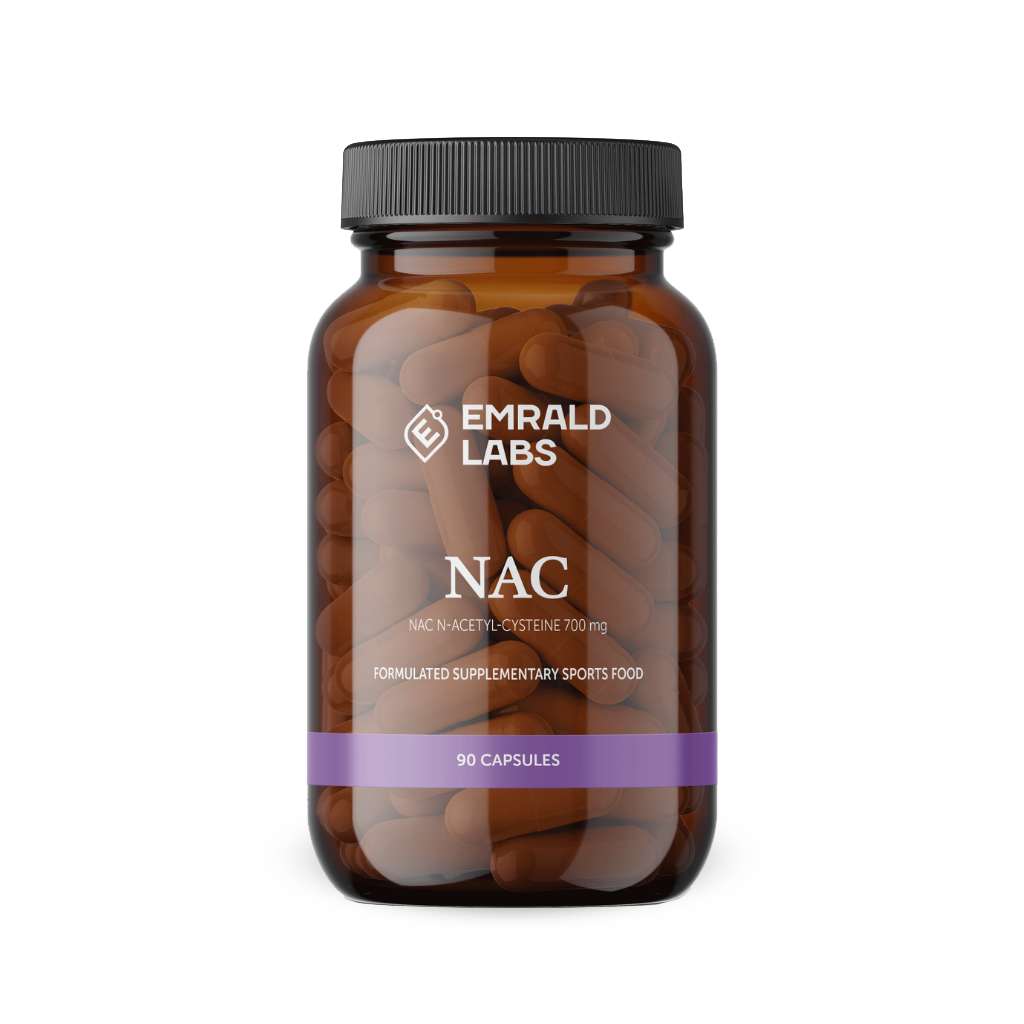 NAC Immune Defense capsules on a wooden table, showcasing their natural look.
