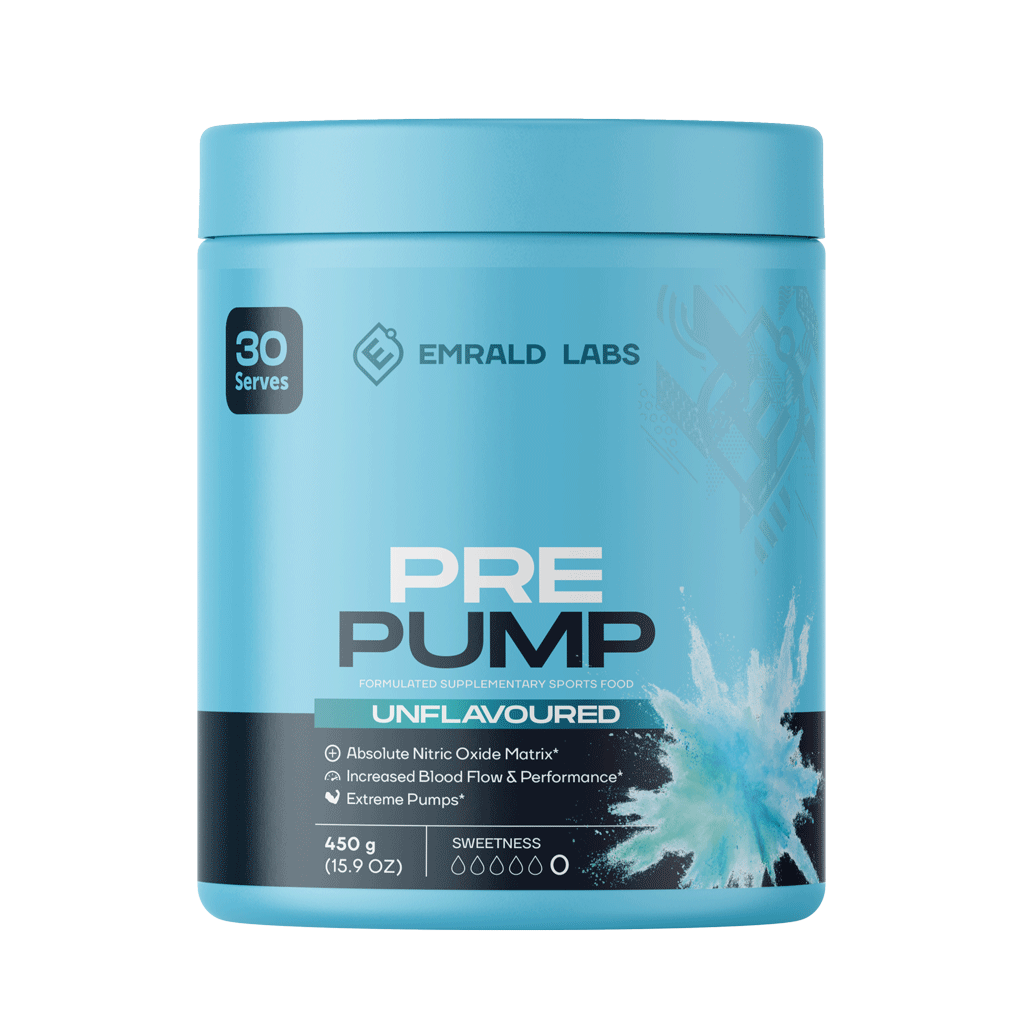 Caffeine-free pre workout supplement in a sleek container, showcasing its vibrant color and ingredient list.