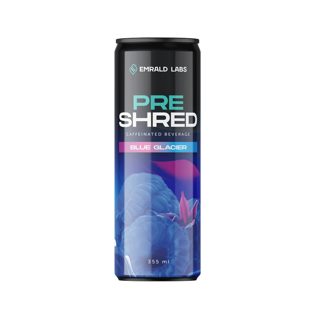 Pre Shred RTD can showcasing its vibrant design and ready-to-drink convenience.