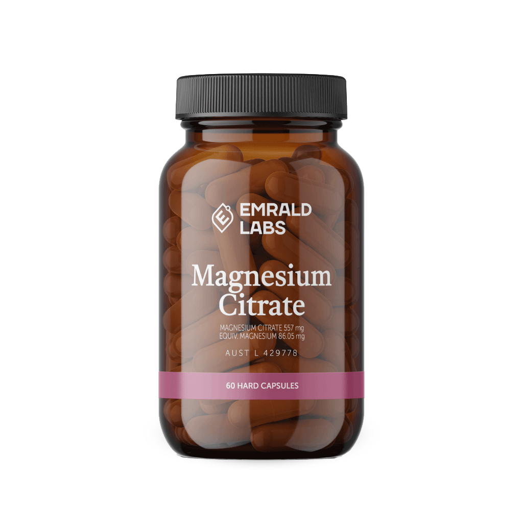 VitalMag Magnesium Citrate Capsules bottle showcasing the natural ingredients inside.
