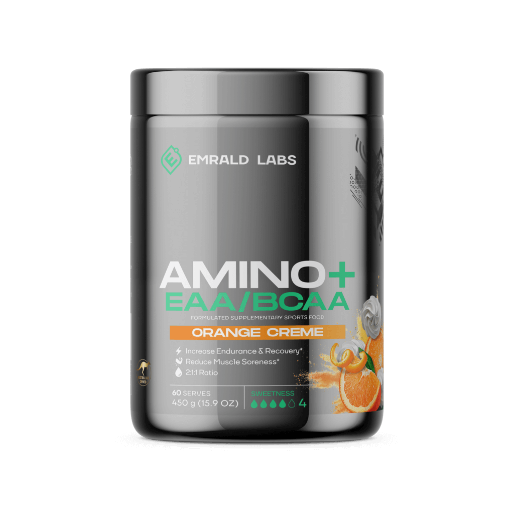 Amino Boost EAA & BCAA Performance Blend in a shaker bottle, showcasing its vibrant color and texture.