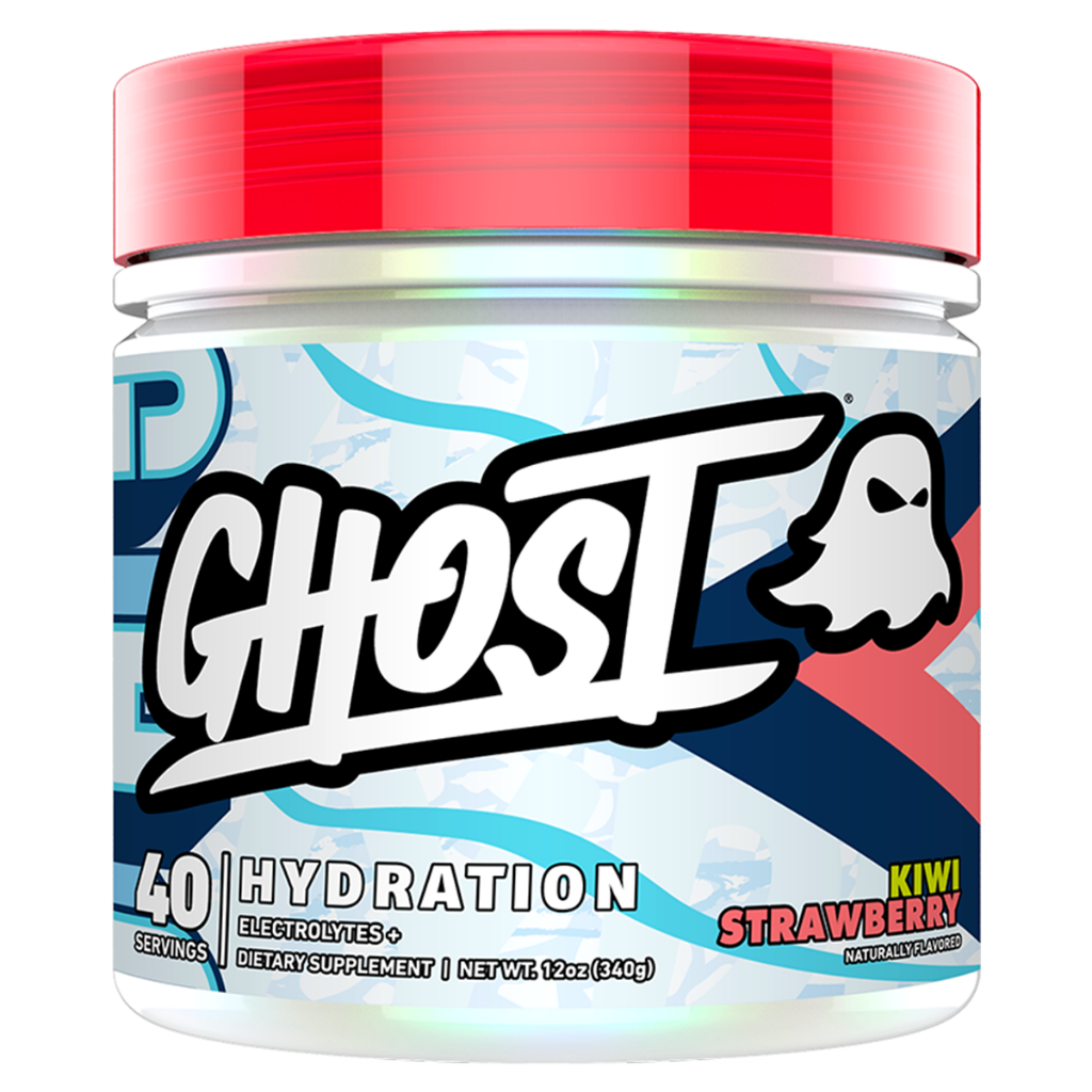 Close-up of Ghost Hydration electrolyte drink powder package for sports hydration