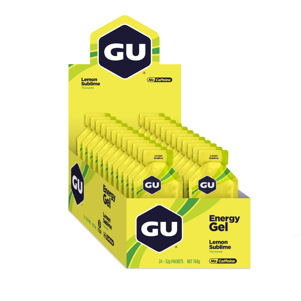 GU Natural Endurance Gel packaging from the front, showcasing its vibrant design and easy-to-open top.