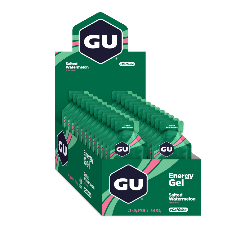 GU Natural Endurance Gel packaging from the front, showcasing its vibrant design and easy-to-open top.