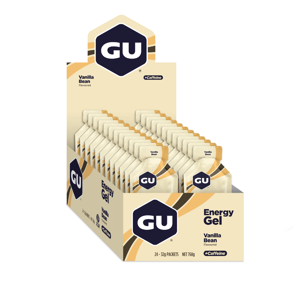 GU Natural Endurance Gel being used by a runner during a marathon, highlighting its effectiveness in real-time.