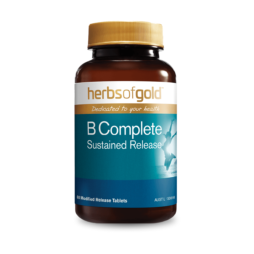 Vitality B Complex Plus bottle from an overhead angle, highlighting its label and features.