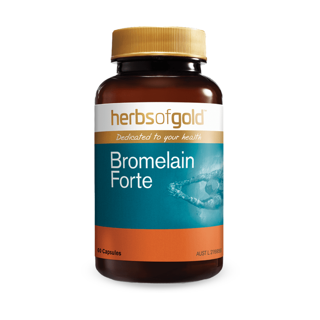 Bottle of VitalBromelain Digestive Support showing front label with ingredients.