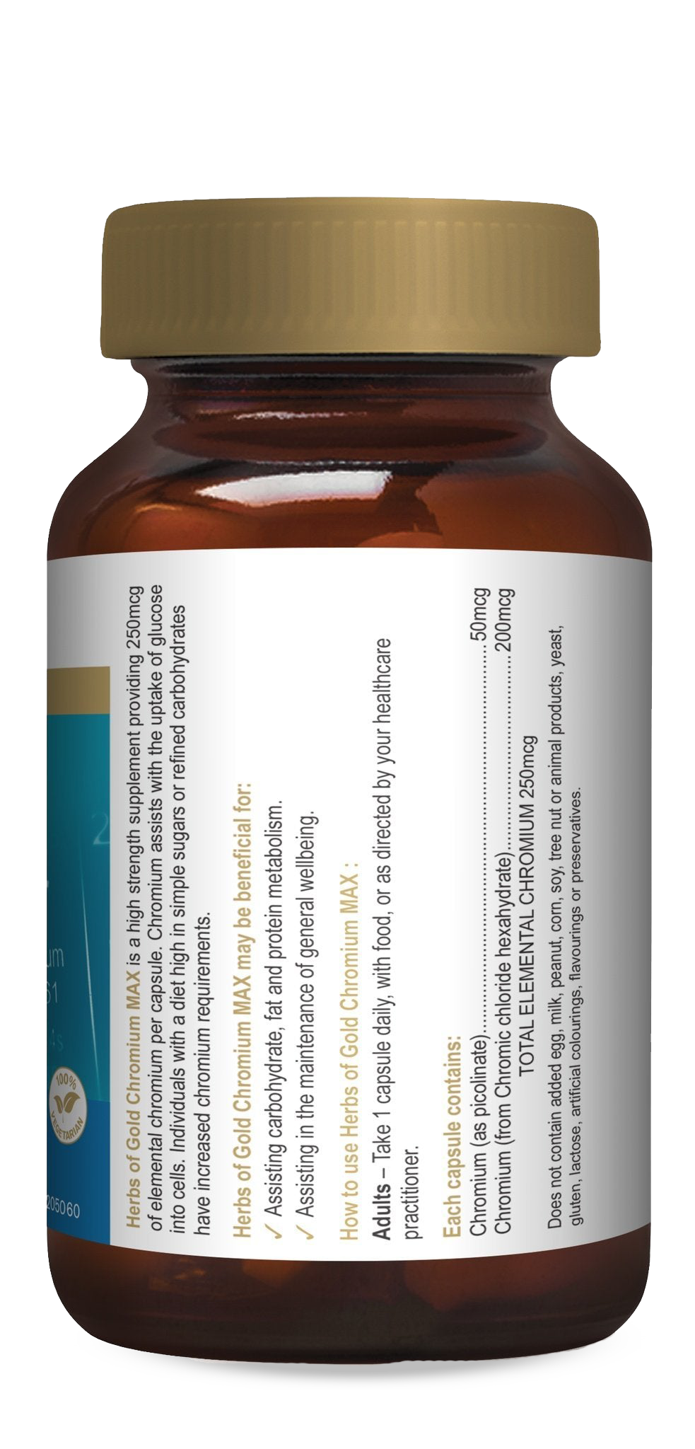 Close-up of Gold Standard Chromium Max capsules highlighting their dietary supplement features.