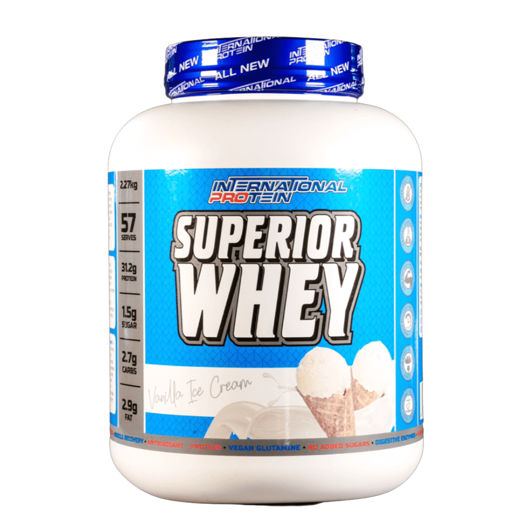 Whey protein powder in a jar, ideal for muscle gain and weight loss