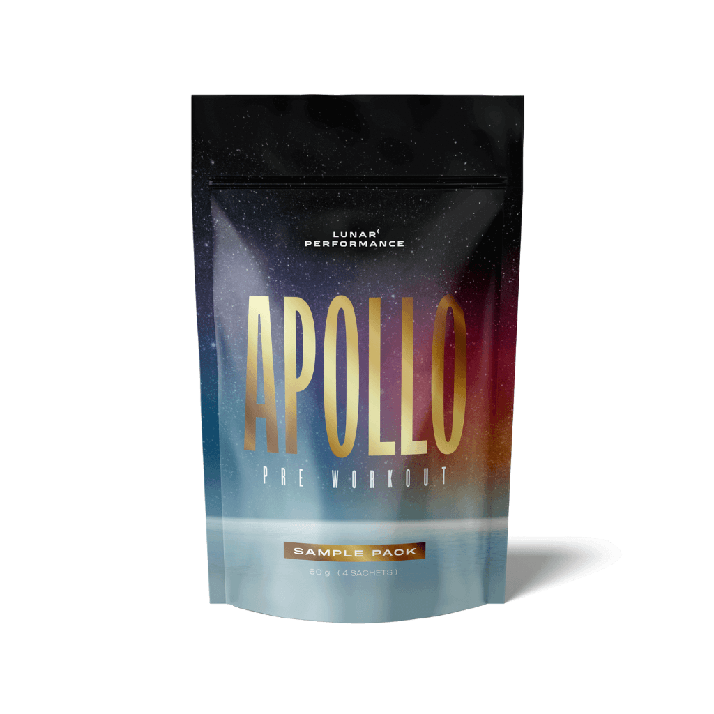Apollo Energy Boost Pre Workout Variety Pack sachets showcasing vibrant flavors and energy-boosting ingredients.