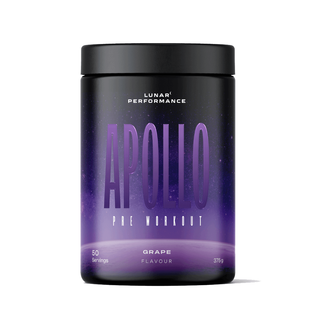 Image of Apollo Power Boost pre workout powder with energetic background, showcasing the supplements energizing benefits