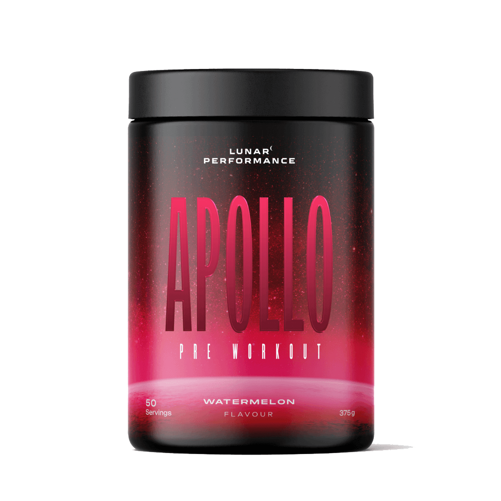 Image of Apollo Power Boost pre workout powder with energetic background, showcasing the supplement's energizing benefits