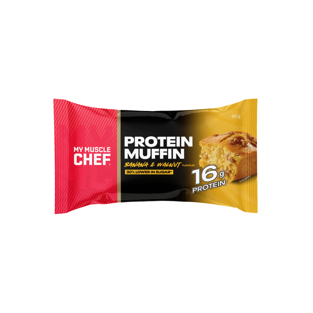 Healthy protein muffin with a soft, moist texture suitable for breakfast or post workout snack