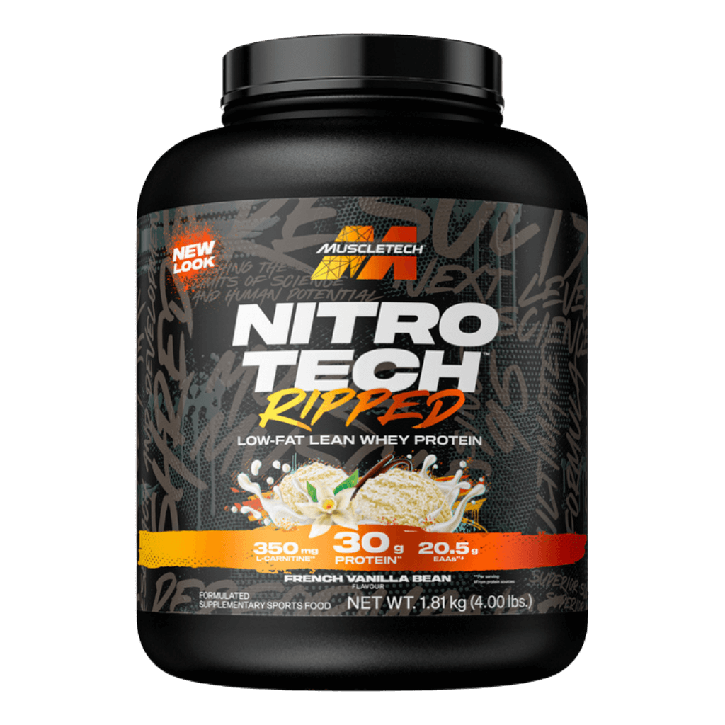 Close-up of Nitro-Tech Ripped protein powder scoop for muscle building