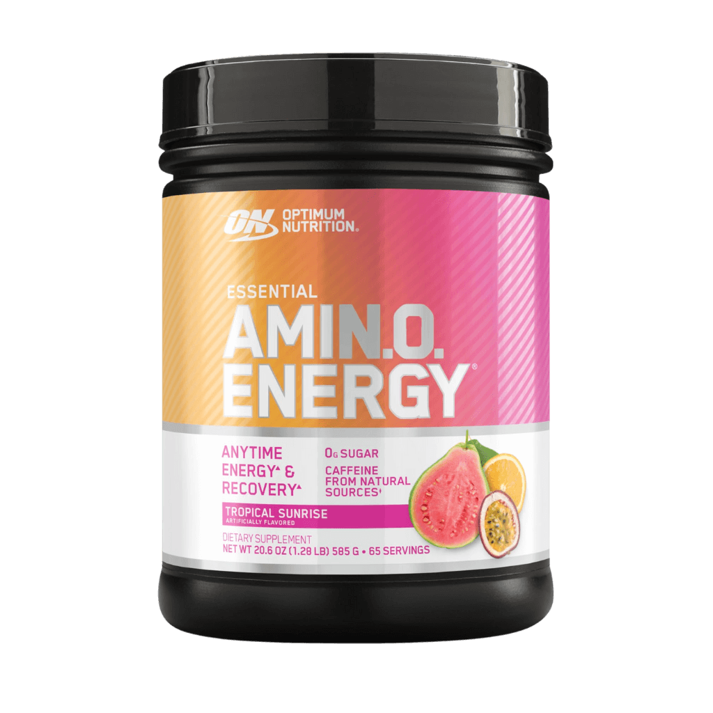 Athlete sipping Amino Energy during a workout for sustained energy