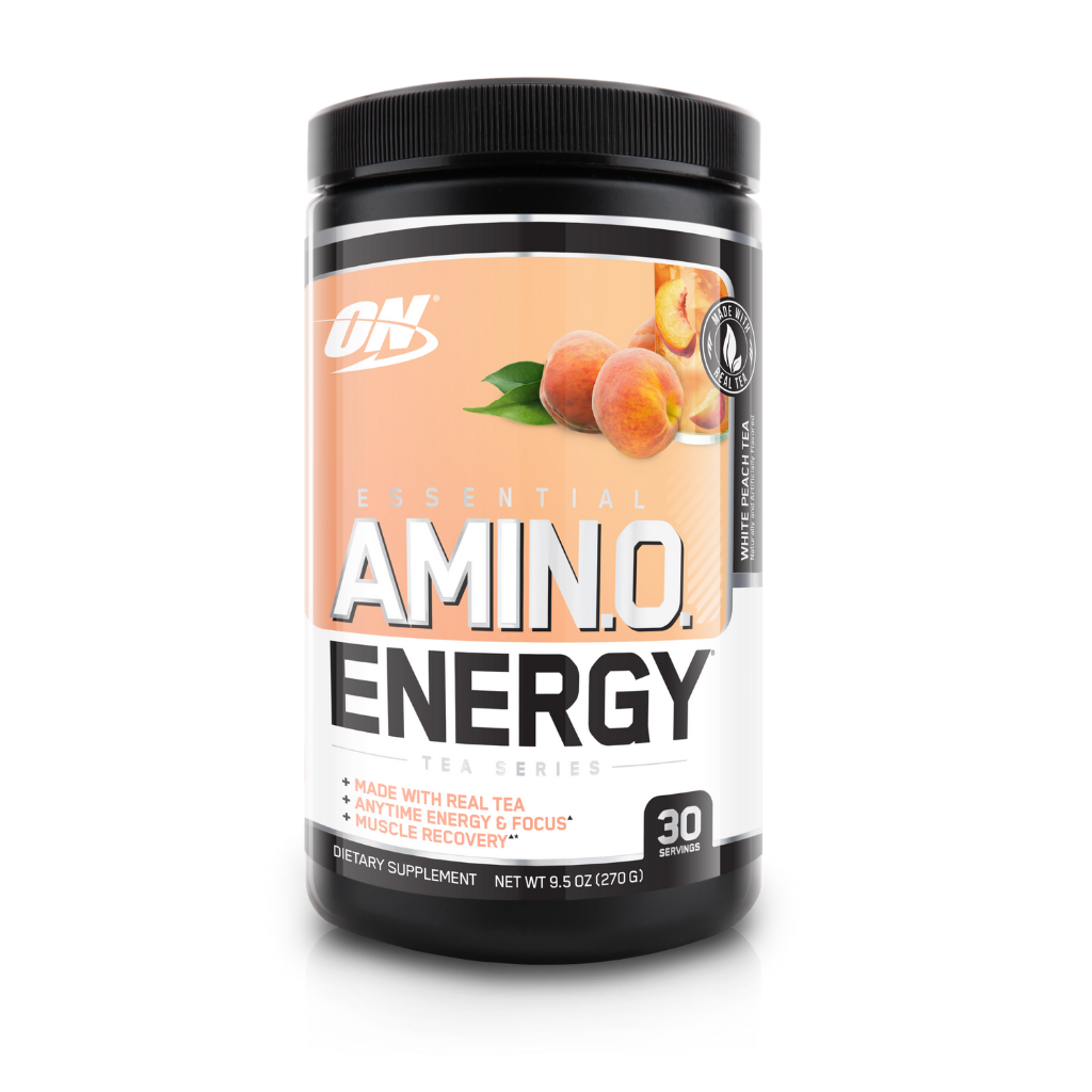 Amino Energy powder scoop with vibrant flavor packaging for intra workout energy