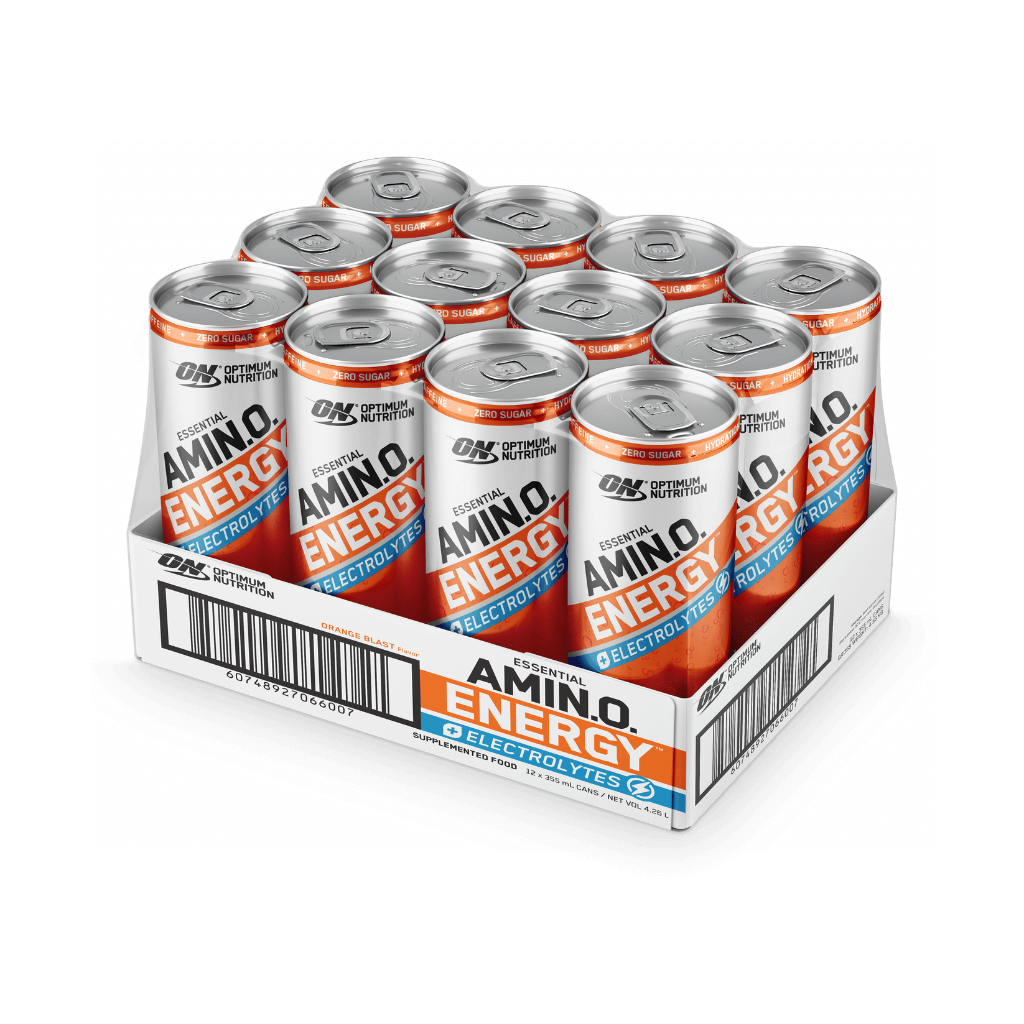 Flat lay of chilled cans on crushed ice with fruit slices highlighting the refreshing taste of this electrolyte beverage