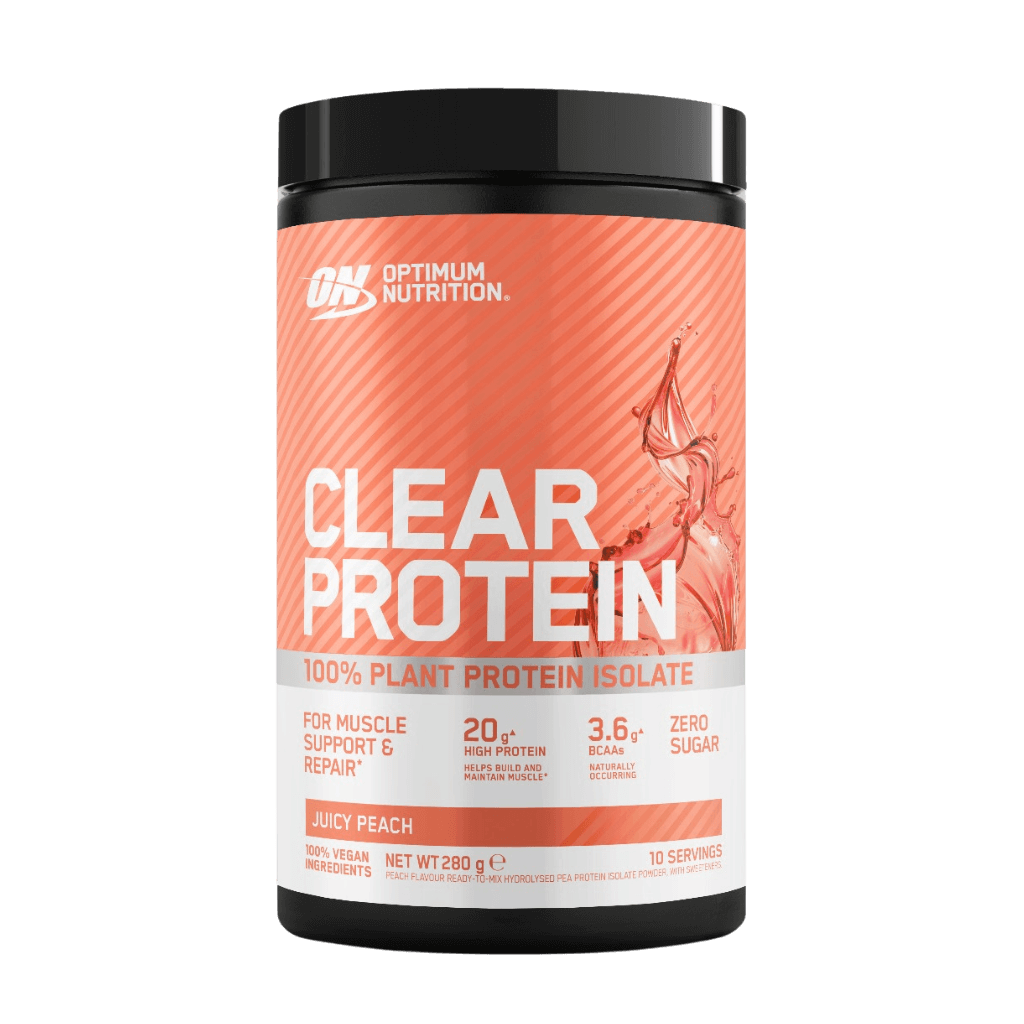 Vegan plant protein powder in a jar for muscle gain